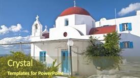  Presentation with greek - PPT layouts consisting of chapel built in the 1800 background and a tawny brown colored foreground