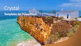  Presentation with algarve - Beautiful presentation theme featuring chapel-igreja-de-nossa-senhora backdrop and a teal colored foreground