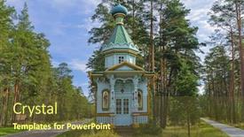  Presentation with monastery - Presentation having chapel-in-konevsky-monastery background and a tawny brown colored foreground