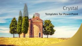  Presentation with tuscany - Cool new slide set with chapel-in-tuscany backdrop and a light blue colored foreground