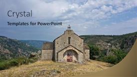  Presentation with mountain top - Audience pleasing slide deck consisting of chapel-saint-loup-at-villefort backdrop and a light blue colored foreground
