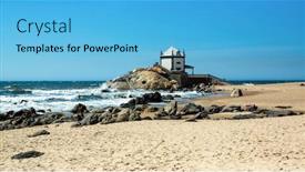  Presentation with beach - Theme enhanced with chapel-senhor-da-pedra background and a light blue colored foreground