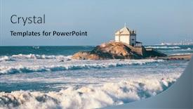  Presentation with atlantic - PPT theme having chapel-senhor-da-pedra background and a light blue colored foreground