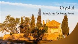  Presentation with chapel st peter - Beautiful slide set featuring chapel st sixte near eygalieres backdrop and a light blue colored foreground