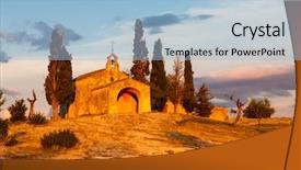  Presentation with france - PPT theme featuring chapel st sixte near eygalieres background and a light blue colored foreground