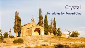  Presentation with catholic 16 chapel - Beautiful presentation theme featuring chapel st sixte near eygalieres provence france backdrop and a sky blue colored foreground