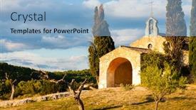  Presentation with catholic 16 chapel - Colorful presentation theme enhanced with chapel-st-sixte-near-eygalieres backdrop and a light blue colored foreground