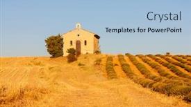  Presentation with lavender - Beautiful presentation featuring chapel with lavender field plateau de valensole provence france backdrop and a light blue colored foreground