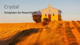  Presentation with lavender - PPT layouts having chapel-with-lavender-field-plateau background and a light blue colored foreground