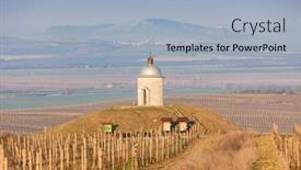  Presentation with vineyard - Presentation design consisting of chapel-with-vineyard-near-velke background and a light blue colored foreground