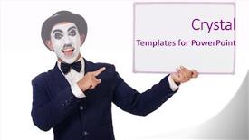  Presentation with blank - Beautiful presentation theme featuring chaplin - funny man with blank board backdrop and a  colored foreground