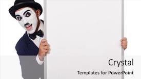  Presentation with blank - Presentation theme with chaplin - funny man with blank board background and a  colored foreground