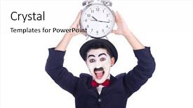  Presentation with clock - Audience pleasing theme consisting of chaplin - funny man with clock backdrop and a  colored foreground