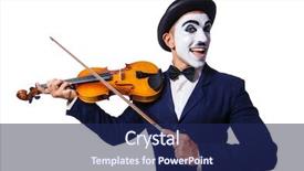  Presentation with face mask - PPT layouts featuring musical theater - man with face mask playing background and a navy blue colored foreground