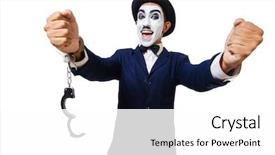  Presentation with blank whiteboard isolated on white - Presentation design consisting of man with handcuffs isolated background and a white colored foreground