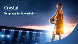  Presentation with champion - Presentation theme featuring chapmion - little soccer champion mixed media background and a ocean colored foreground