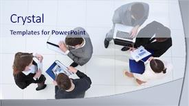  Presentation with financial - Presentation consisting of chapter - business team with financial documents background and a sky blue colored foreground