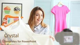  Presentation with blogger - Amazing presentation having chapter - young female blogger with white backdrop and a cream colored foreground