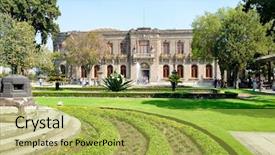  Presentation with mexico city - Cool new PPT theme with chapultepec castle in mexico city backdrop and a yellow colored foreground
