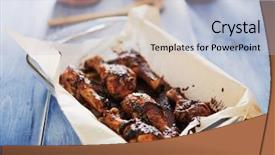  Presentation with chicken - Audience pleasing slide deck consisting of char - jamaican jerk chicken freshly cooked backdrop and a light blue colored foreground