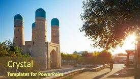  Presentation with uzbekistan - Amazing slide deck having char-minor-chor-minor-madrasa backdrop and a tawny brown colored foreground