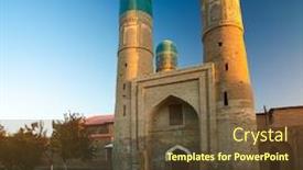 Presentation with uzbekistan - Slide set consisting of char-minor-chor-minor-madrasa background and a tawny brown colored foreground