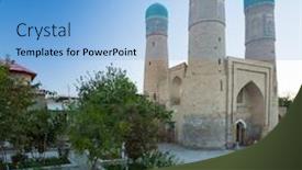  Presentation with uzbekistan - Beautiful slide deck featuring char-minor-chor-minor-madrasa backdrop and a light blue colored foreground