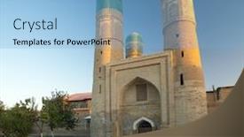  Presentation with uzbekistan - PPT theme featuring char-minor-chor-minor-madrasa background and a light blue colored foreground