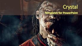  Presentation with novel - Slides having character aggressive angry pirate risen background and a tawny brown colored foreground