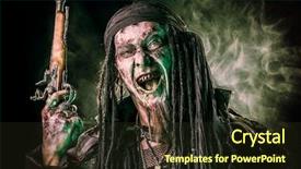  Presentation with novel - Slide set consisting of character aggressive angry pirate risen background and a tawny brown colored foreground