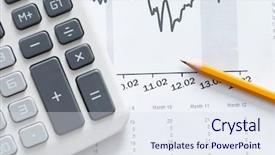  Presentation with business calculator - Slide set enhanced with character counts - close up shot of business background and a sky blue colored foreground