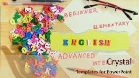  Presentation with wood-board - PPT theme featuring character education - english word in wooden letters background and a lemonade colored foreground