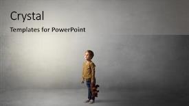  Presentation with alone - Colorful PPT theme enhanced with character education - little waggish kid staying alone backdrop and a light gray colored foreground
