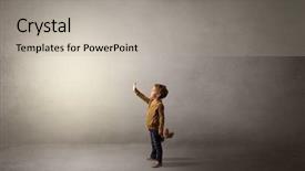  Presentation with alone - Beautiful PPT layouts featuring character education - little waggish kid staying alone backdrop and a light gray colored foreground