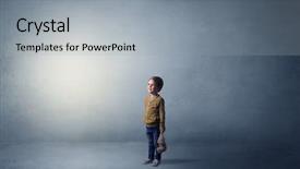  Presentation with unity kid - Beautiful PPT layouts featuring character education - little waggish kid staying alone backdrop and a light gray colored foreground