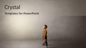  Presentation with alone - Colorful slide deck enhanced with character education - little waggish kid staying alone backdrop and a light gray colored foreground