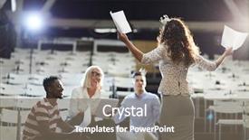  Presentation with students - Colorful presentation theme enhanced with character education - one of students with papers backdrop and a gray colored foreground