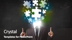  Presentation with character - Cool new presentation design with character in suit with glowing backdrop and a dark gray colored foreground