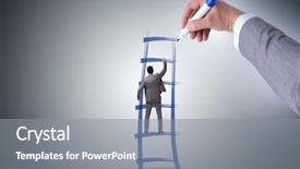  Presentation with businessman climbing the career ladder - Presentation design consisting of character pencil - businessman climbing career ladder background and a  colored foreground