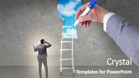  Presentation with career - Slides featuring character pencil - businessman climbing career ladder background and a  colored foreground