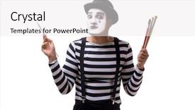  Presentation with mime - Slide deck enhanced with character pencil - mime holding brushes isolated background and a white colored foreground