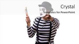  Presentation with mime - Audience pleasing presentation design consisting of character pencil - mime holding brushes isolated backdrop and a white colored foreground