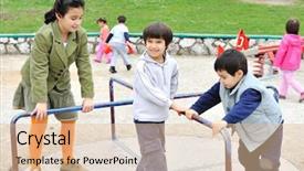  Presentation with children playing - Beautiful presentation featuring sparc - black cup of tea backdrop and a gray colored foreground.