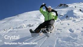  Presentation with young sing woman singing young - Beautiful PPT theme featuring character slide - young woman sledding in snow backdrop and a  colored foreground