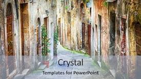  Presentation with old soho street - Slides enhanced with characteristic old streets of medieval background and a light blue colored foreground