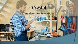  Presentation with mechanic - Amazing slides having characteristics - profile view of concentrated bearded backdrop and a soft green colored foreground