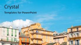  Presentation with old buildings - PPT theme consisting of characteristics - view of the old buildings background and a  colored foreground