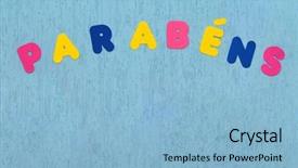  Presentation with language - Cool new presentation with characterization - happy birthday text in portuguese-br backdrop and a  colored foreground