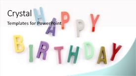  Presentation with happy birthday bicycle - Presentation design consisting of characterization - photo of happy birthday text background and a sky blue colored foreground