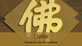  Presentation with chinese temple - Colorful PPT theme enhanced with characters 'buddha' in chinese temple backdrop and a gold colored foreground